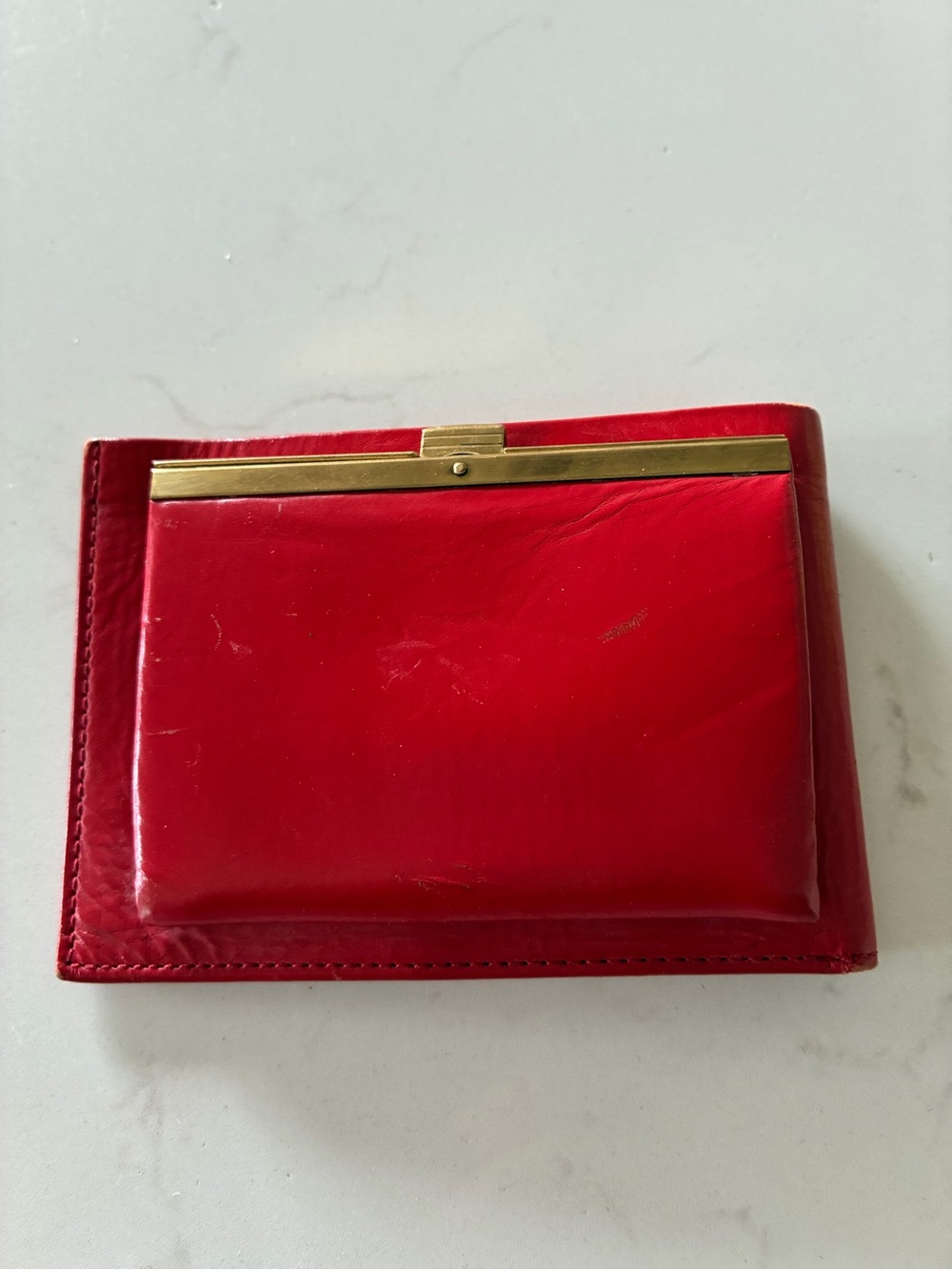 Vintage British mid-century trifold or passcase wallet, crafted from leather